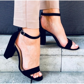 Sandałki na obcasie  Black czarne 2