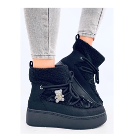 Botki śniegowce z barankiem  Black czarne 1