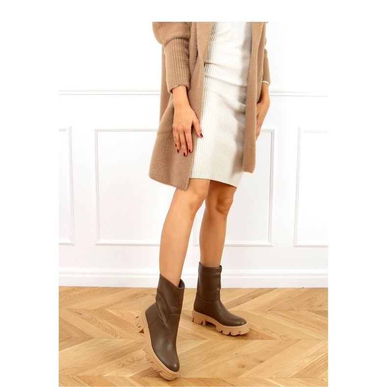 Botki z prostą cholewką zielone  Green 2