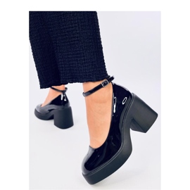 Czółenka na szerokim obcasie Black czarne 1