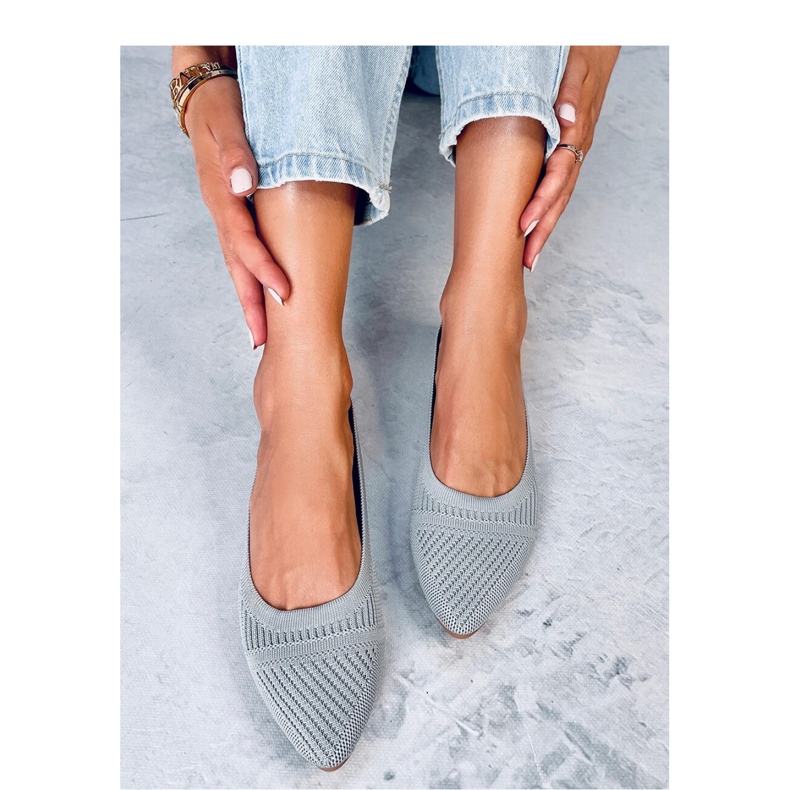 Baleriny z tkanego materiału Grey szare 1