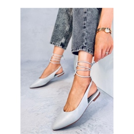 Baleriny z odkrytą piętą wiązane Grey szare 1