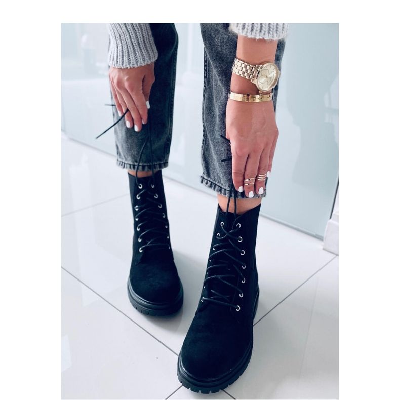 Botki sznurowane workery Vecna Black - Inello czarne 2