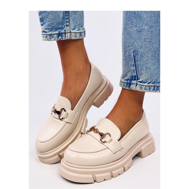 Mokasyny na wysokiej podeszwie Kyress Beige - Inello beżowy 1