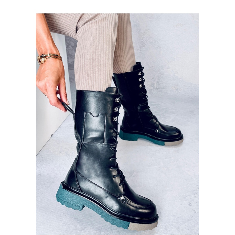 Kozaki na kolorowej podeszwie czarne 2