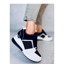 Sneakersy na koturnie  BLACK/WHITE czarne 1
