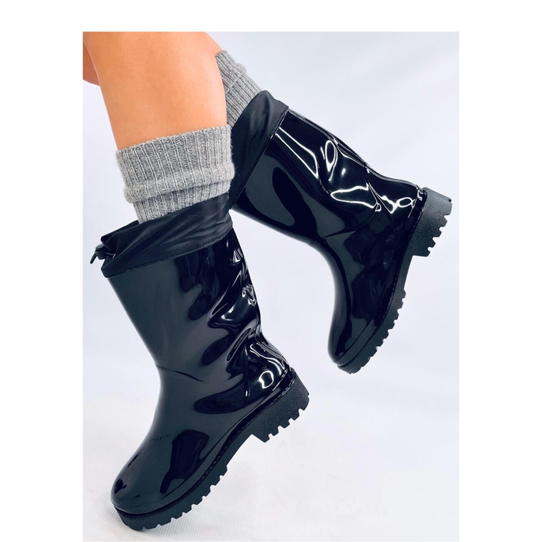 Kalosze lakierowane ze ściągaczem Black czarne 1