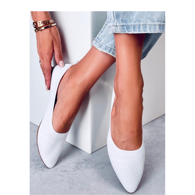 Baleriny z tkanego materiału  White białe 1