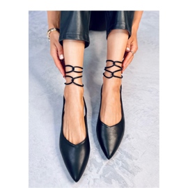 Baleriny z odkrytą piętą wiązane Black czarne 1