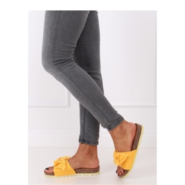 Klapki damskie na korkowej podeszwie żółte 2