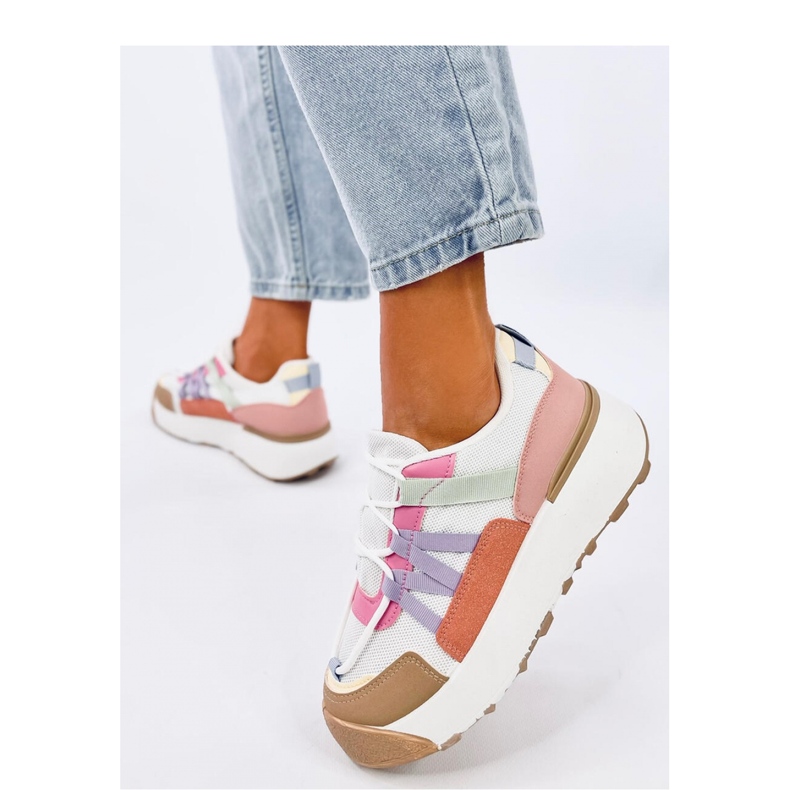 Sneakersy damskie na wysokiej podeszwie białe 1