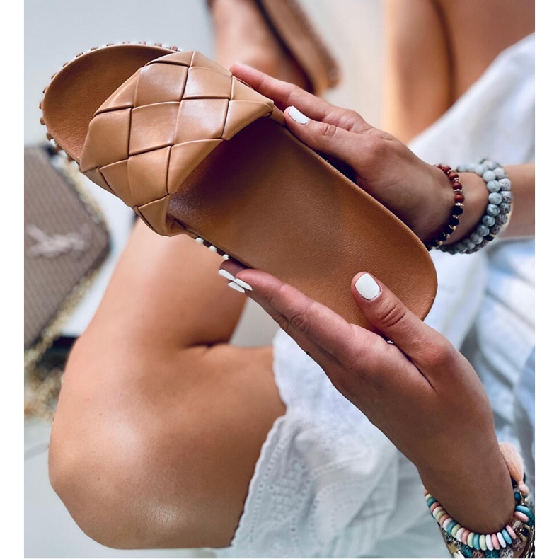 Sandał Klapki damskie Sunny Khaki - Inello brązowe 1