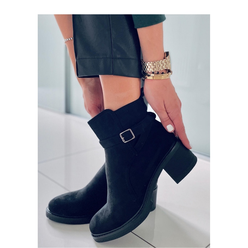 Botki na szerokim obcasie Aretha Black - Inello czarne 2