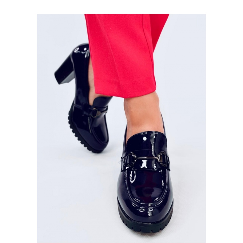 Mokasyny lakierowane na obcasie Hyett Dark Blue - Inello 2