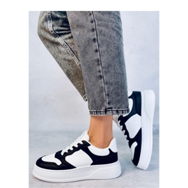 Sneakersy damskie na wysokiej podeszwie Black białe 1