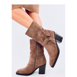 Botki zamszowe kowbojki  Khaki brązowe 1