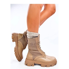 Workery z elastyczną cholewką Calling Khaki - Inello brązowe 1