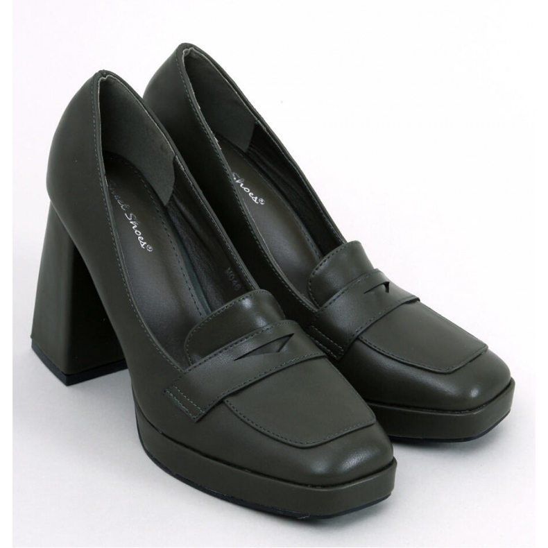 Mokasyny na obcasie Entee Green - Inello zielone 1