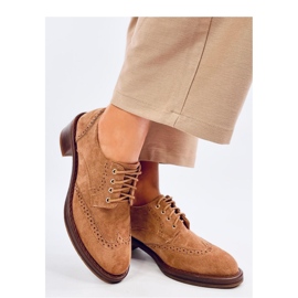 Mokasyny na obcasie Vedra Camel - Inello brązowe 1