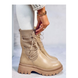 Botki ze skarpetkową cholewką Willet Khaki - Inello beżowy 2