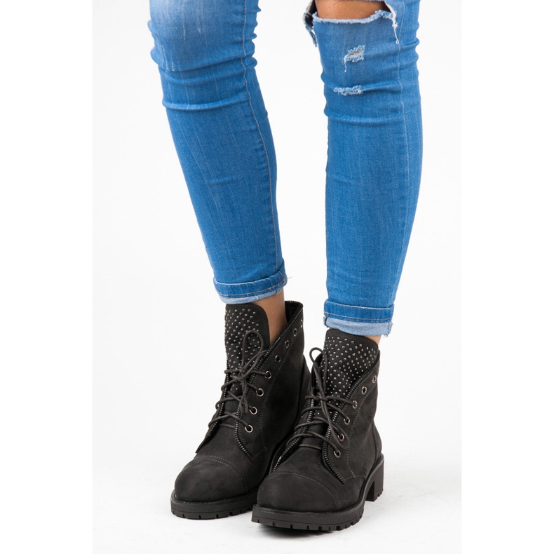 Flyfor Wiązane botki workery szare 2