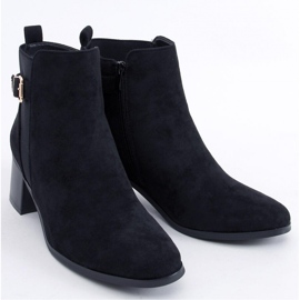Botki na obcasie Cyndi Black Suede - Inello czarne 1