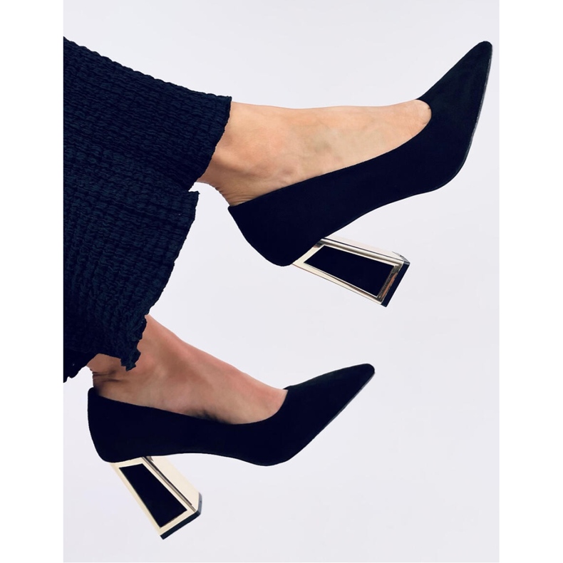 Czółenka na geometrycznym obcasie Constie Black - Inello czarne 1