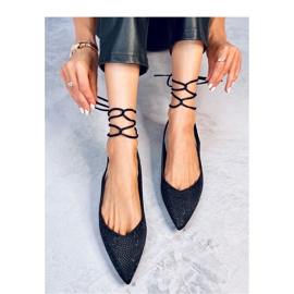 Baleriny z cyrkoniami odkrytą pięta Vonda Black - Inello czarne 1