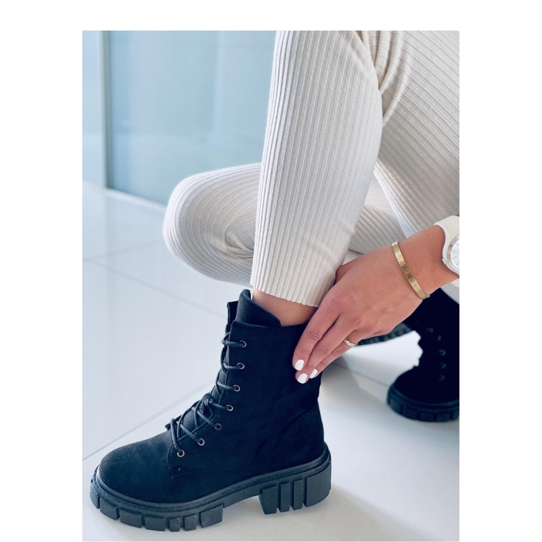 Botki sznurowane Kelis Black - Inello czarne 2