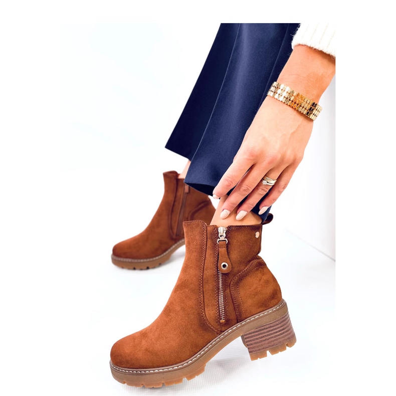 Botki na protektorze Linea Brown - Inello brązowe 2