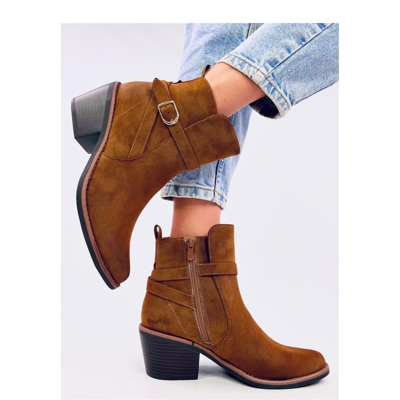 Botki kowbojki niski obcas Cunnig Camel - Inello brązowe 2