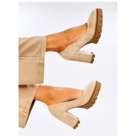 Czółenka na obcasie i platformie Angela Khaki - Inello zielone 2