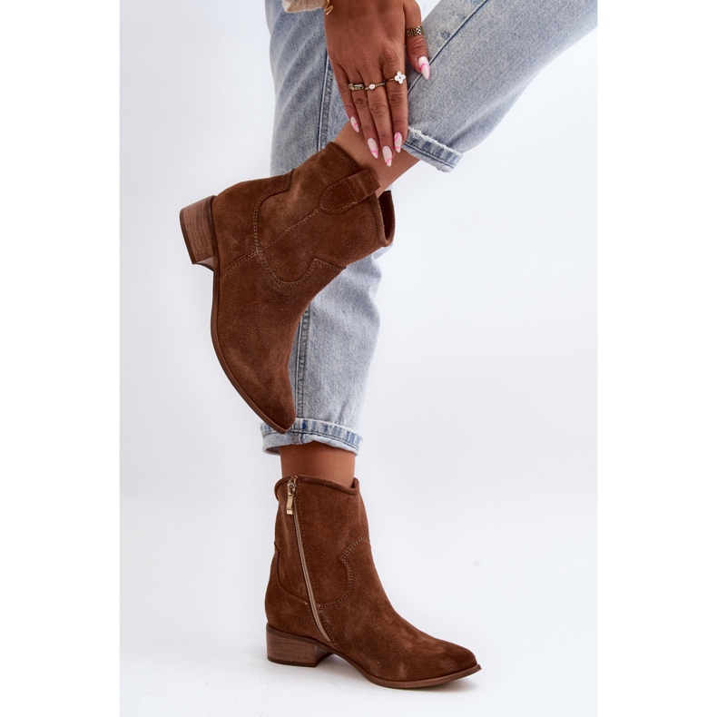 Botki Model Zazoo 3329 Brown Zamsz - Step in style brązowe 2