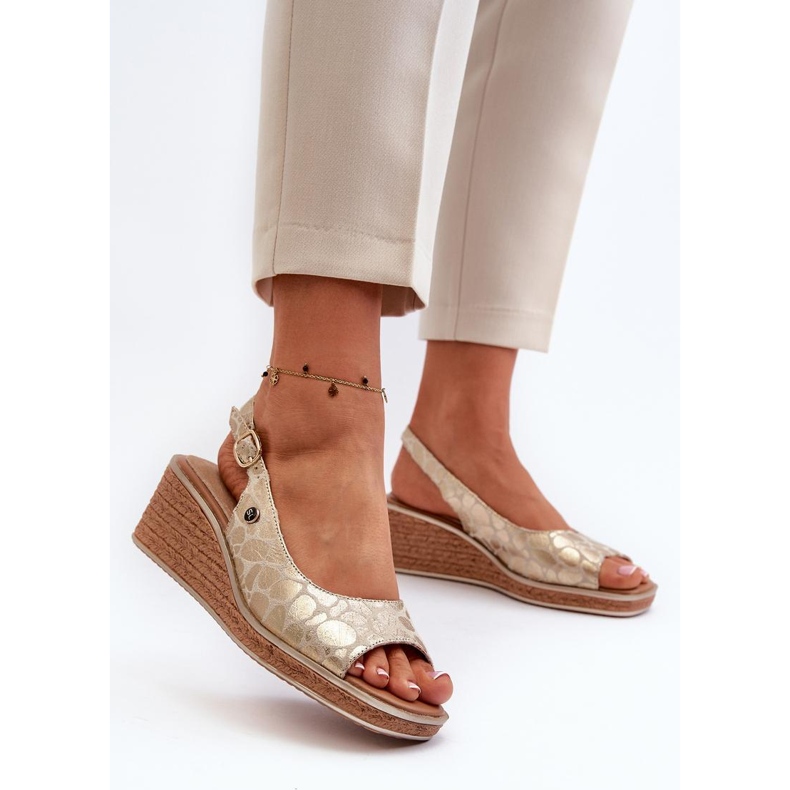 Sandały Model Sergio Leone SK301 Gold Wąż - Step in style żółte 1