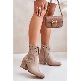 Botki Model Lewski 3613 Beige Skóra - Step in style beżowy 1