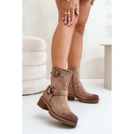 Botki Model Zudra 7280 Dark Beige - Step in style beżowy 1