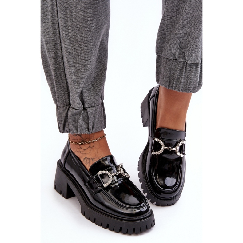 Lakierowane półbuty na obcasie Black czarne 2