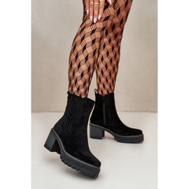 Botki damskie na słupku czarne 1