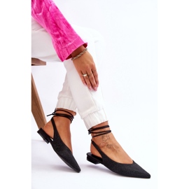 Baleriny damskie z odkrytą piętą Black czarne 1