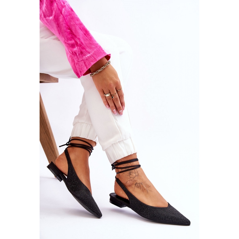 Baleriny damskie z odkrytą piętą Black czarne 1