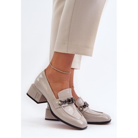 S. BARSKI Lakierowane czółenka na klocku S.Barski Grey szare 1