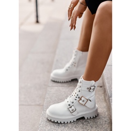 Workery damskie z klamrami White białe 2