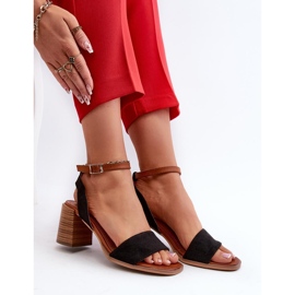 Sandały damskie na słupku Black czarne 2