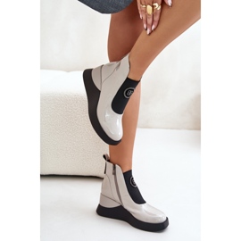 Botki damskie na platformie S.Barski Light Grey szare 1