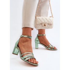 Sandały na słupku z paseczkami Green zielone 1