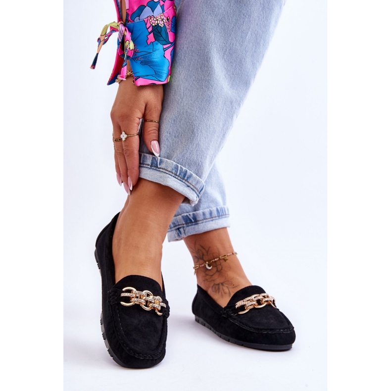 Wsuwane Zamszowe Mokasyny Damskie Black czarne 1