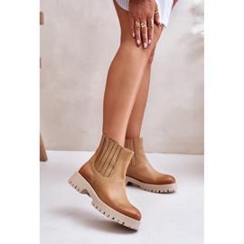 Wsuwane botki damskie Lewski Brown brązowe 1