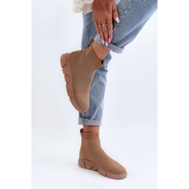 Buty Sportowe Ze Skarpetą Beige brązowe 2