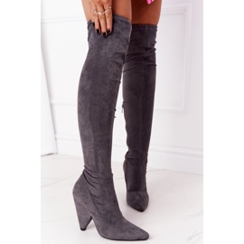 Kozaki Model Lu Boo XW37356 Grey Zamsz - Step in style szare 1