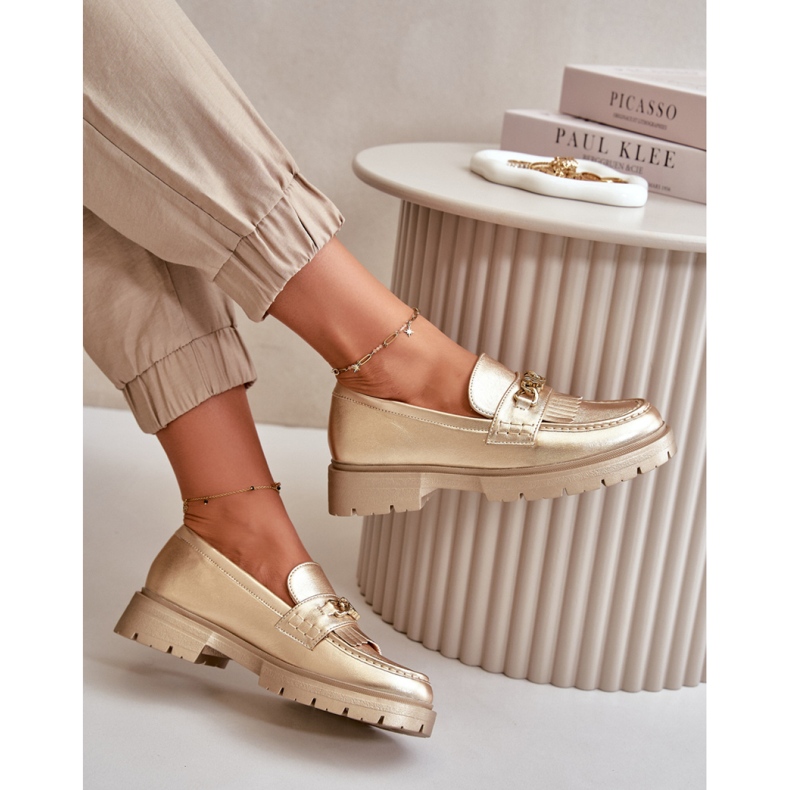Mokasyny Model Zanita GQ8-010 Gold - Step in style żółte 1
